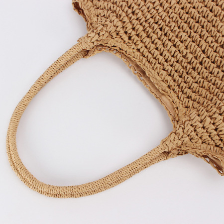 Sac fourre-tout femme en papier tissé uni style vacances 2