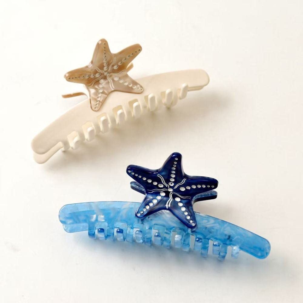 Pinces À Cheveux Pour Femmes En Acétate, Motif Étoile De Mer, Collection Romantique Image4