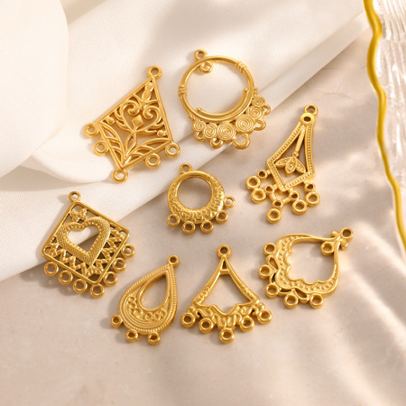 Pendentifs pour couples en acier inoxydable doré, forme irrégulière, à monter soi-même, style classique, en forme de cœur.