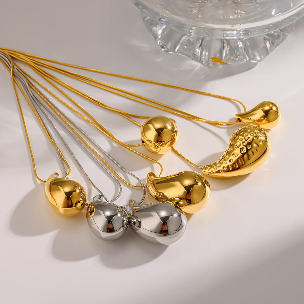 Colliers Pendentifs Pour Femmes En Forme De Cœur Goutte Simple, En Acier Inoxydable Étanche, Couleur Or h5Image3