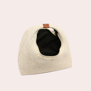 Sac À Main Femme En Paille Tressée Unie, Style Parisien Chic h5 Image4