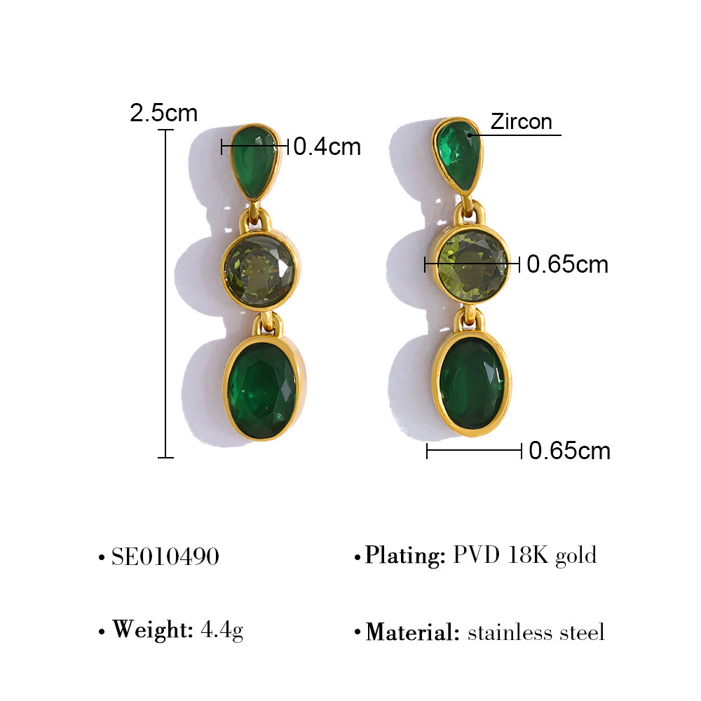 Boucles D'Oreilles Pendantes Classiques En Acier Inoxydable, Étanches, Couleur Or, Avec Zircon.