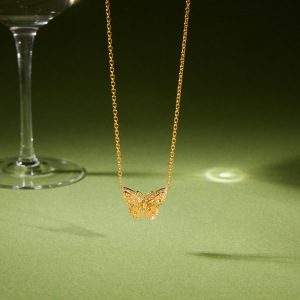 Colliers Pendentifs Romantiques Pour Femmes, En Acier Inoxydable, Étanches, Couleur Or, Avec Papillon Et Zircon. h5 Image5