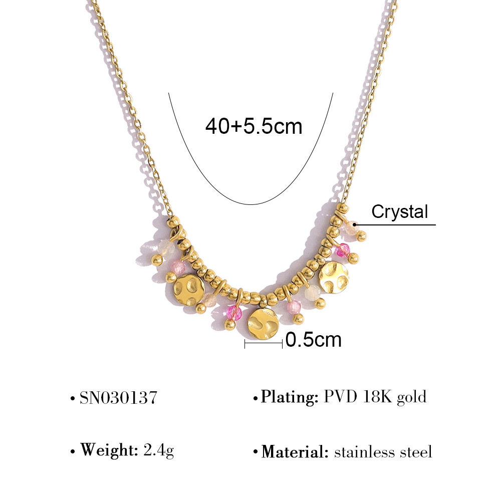 Colliers Pendentifs Pour Femmes Sweet Beads En Acier Inoxydable, Étanches, Couleur Or Et Pierre Naturelle 