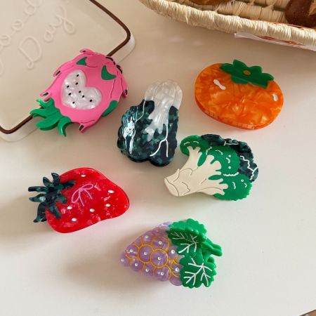 Feuille d'acétate imitation fruits mignons de la série Simple - Pinces à cheveux pour femmes 2