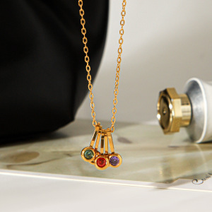 Collier Pendentif Femme En Acier Inoxydable, Chaîne Simple, Étanche, Couleur Or, Zircon h5 Image3