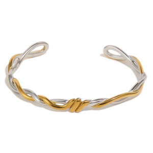 Bracelets Manchettes Pour Femmes En Acier Inoxydable, Étanches, À Torsion Simple Et De Couleurs Assorties h5 