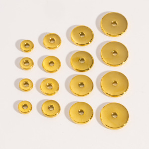 Perles D'Espacement Rondes En Acier Inoxydable Doré, Couleur Unie, Série Simple À Faire Soi-Même h5 Image4