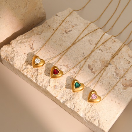 Collier chaîne cœur simple pour femme, en acier inoxydable étanche couleur or 2