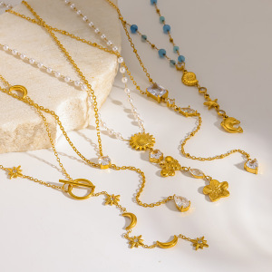Colliers Pendentifs Romantiques Pour Femmes, En Acier Inoxydable, Étanches, Couleur Or, Avec Pompon Et Zircon. h5 Image3