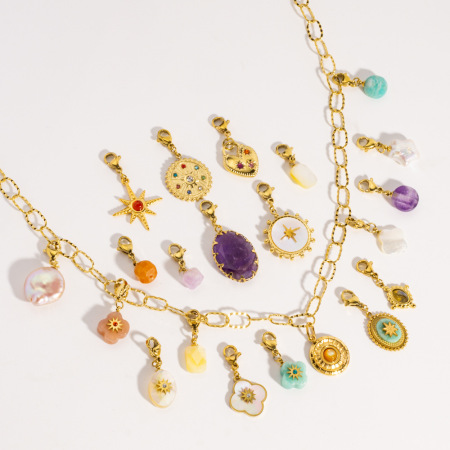 Pendentifs romantiques DIY de style océanique, en pierres naturelles couleur or, forme irrégulière