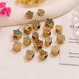 Pendentifs Pour Femmes En Acier Inoxydable, Couleur Or, Résistants À L'Eau, Motif Cœur, Étoile Et Trèfle (Série Simple À Faire Soi-Même) h5 Image4