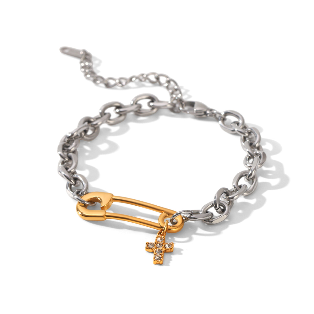 Bracelet Manchette Rétro Rond En Acier Inoxydable Étanche Couleur Or Pour Femme