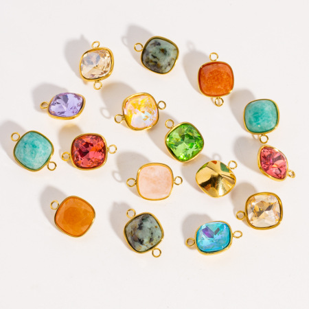 Pendentifs pour femmes en zircon doré, forme géométrique simple, à faire soi-même, avec pierres naturelles.