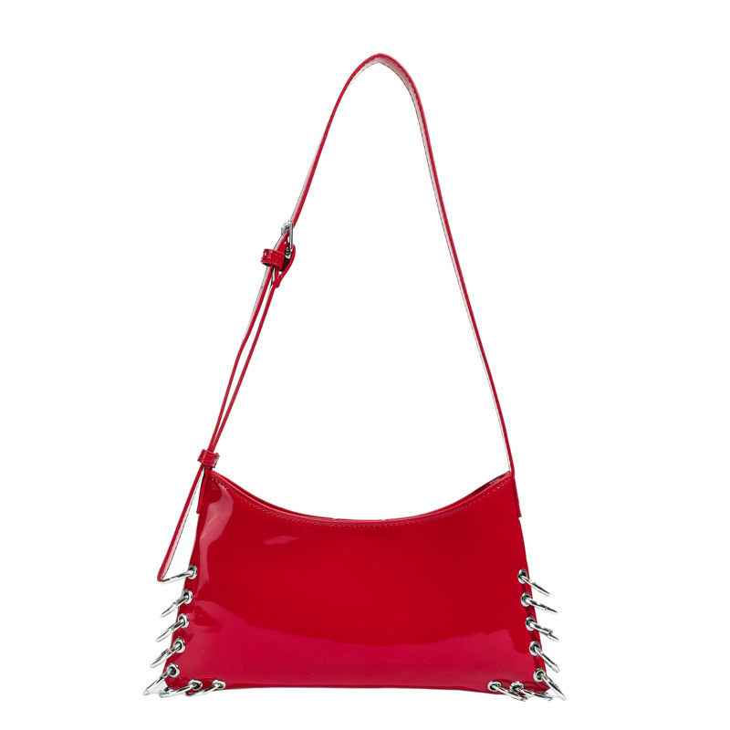 Sacs Bandoulière Femme En Pu À Rivets De Couleur Unie 