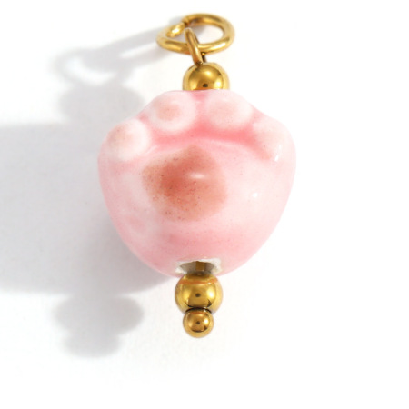 Pendentifs en céramique en forme de cœur, motif chat, style dessin animé, pour femmes (série simple à faire soi-même) 2