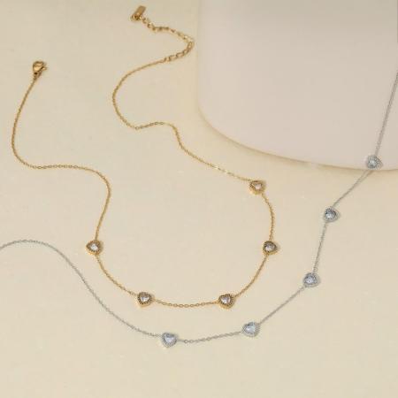 Colliers pendentifs pour femmes en forme de cœur, en acier inoxydable étanche, couleur or