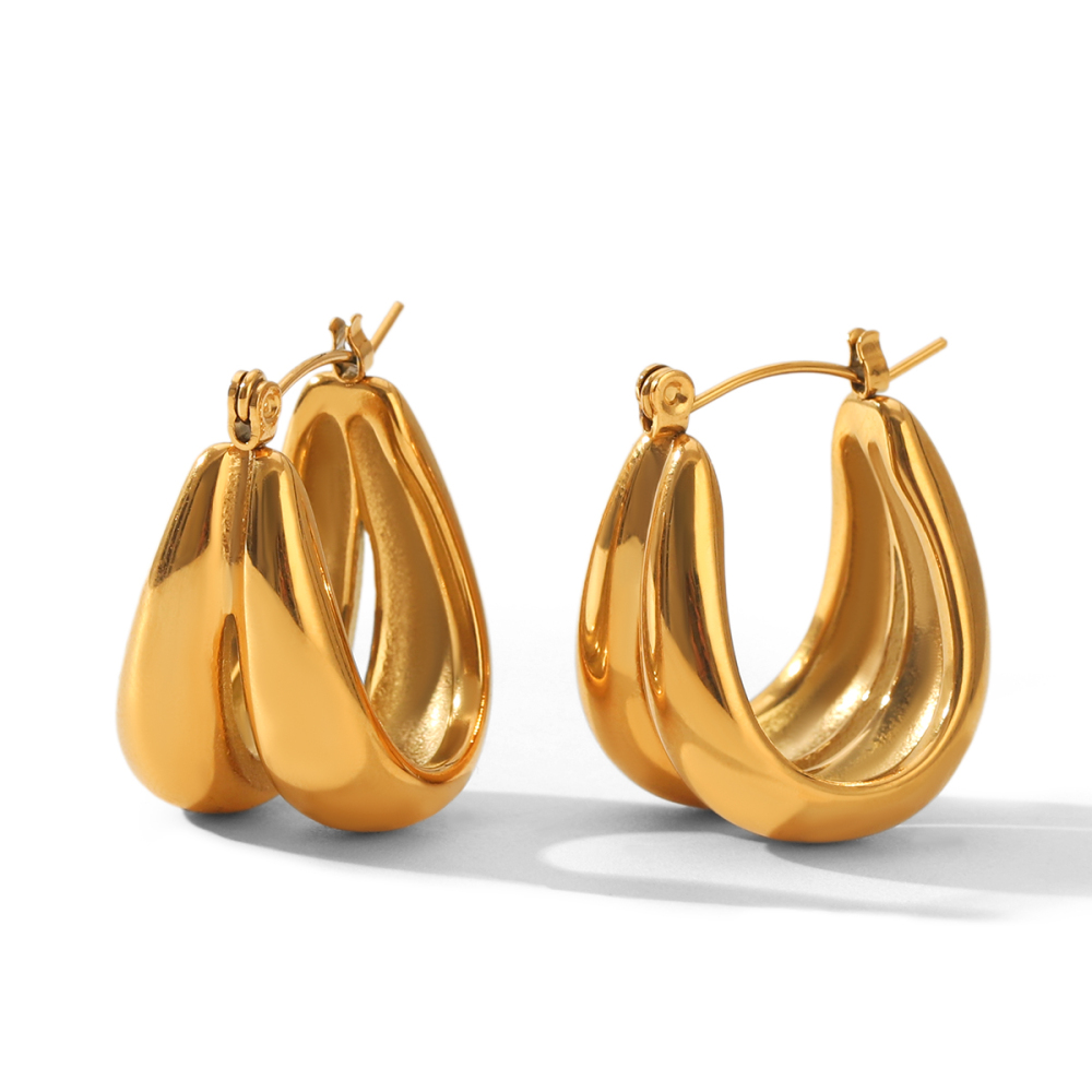 Boucles D'Oreilles Créoles Simples En Acier Inoxydable, Imperméables, Couleur Or, Pour Femmes 