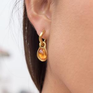 Boucles D'Oreilles Pendantes Rétro En Résine Dorée Pour Femmes h5 Image4