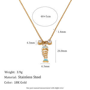 Colliers Pendentifs Pour Femmes En Acier Inoxydable, Ornés De Zircon Et De Jolis Poissons En Émail. h5 Image4