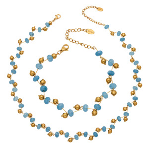 Colliers Pour Femmes Avec Chaînes En Acier Inoxydable Doré Et Perles De Pierre Naturelle h5 Image5
