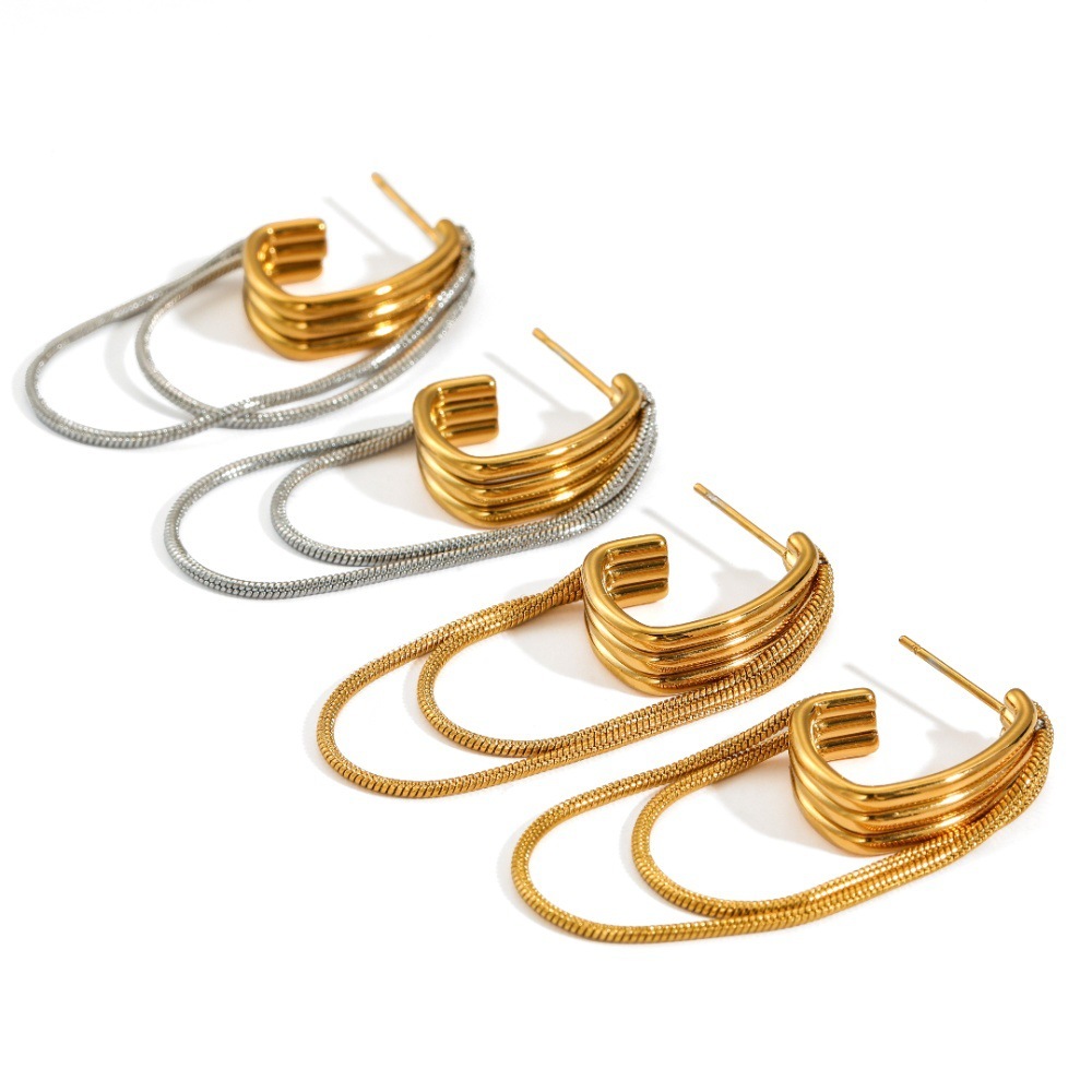 Boucles D'Oreilles Pendantes Pour Femme, En Acier Inoxydable, Couleur Or, En Forme De Pompon Et Étanches. Image3