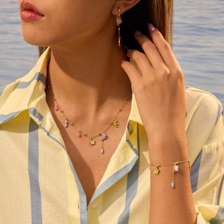 Ensembles de bijoux pour femmes Simple Series Daily Flower en acier inoxydable étanche couleur or