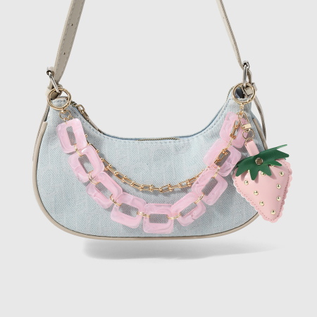 Breloques de sac pour femmes en acrylique à rivet fraise de la série Simple Daily Beads 2