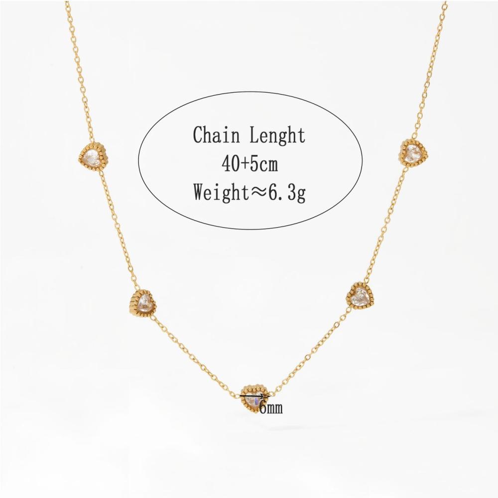 Colliers Pendentifs Pour Femmes En Forme De Cœur, En Acier Inoxydable Étanche, Couleur Or h5Image6