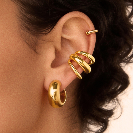Boucles d'oreilles à pince hélix Simple Series Daily, forme irrégulière, en acier inoxydable étanche couleur or.