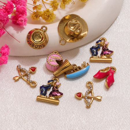 Pendentifs pour femmes en acier inoxydable, couleur or, en forme de cœur, à faire soi-même, style ange.