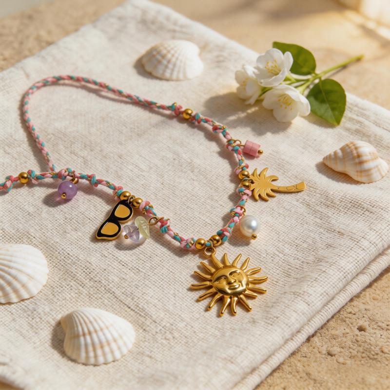 Colliers Pendentifs Pour Femmes Sweet Sun En Acier Inoxydable Étanche Couleur Or De La Série Romantique Image5