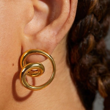 Boucles d'oreilles puces pour femmes, en acier inoxydable, étanches, couleur or, aux lignes simples et irrégulières