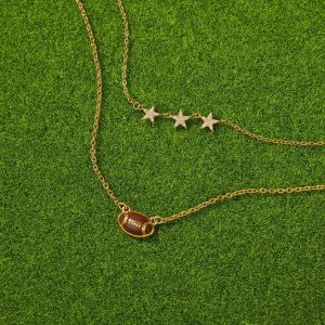 Colliers Pendentifs Pour Femmes En Acier Inoxydable Doré, Motif Ballon De Sport, Imperméables Et Anti-Ternissement h5 Image3