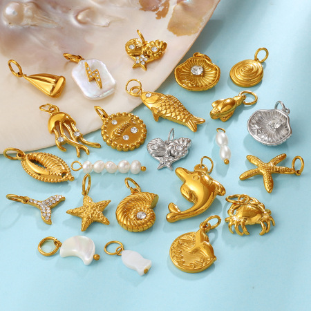 Pendentifs à faire soi-même en acier inoxydable étanche couleur or Oceanic