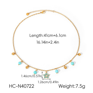 Colliers Pendentifs Pour Femmes Daily Heart Star En Acier Inoxydable Étanche Couleur Or Avec Pierre Naturelle h5 Image2