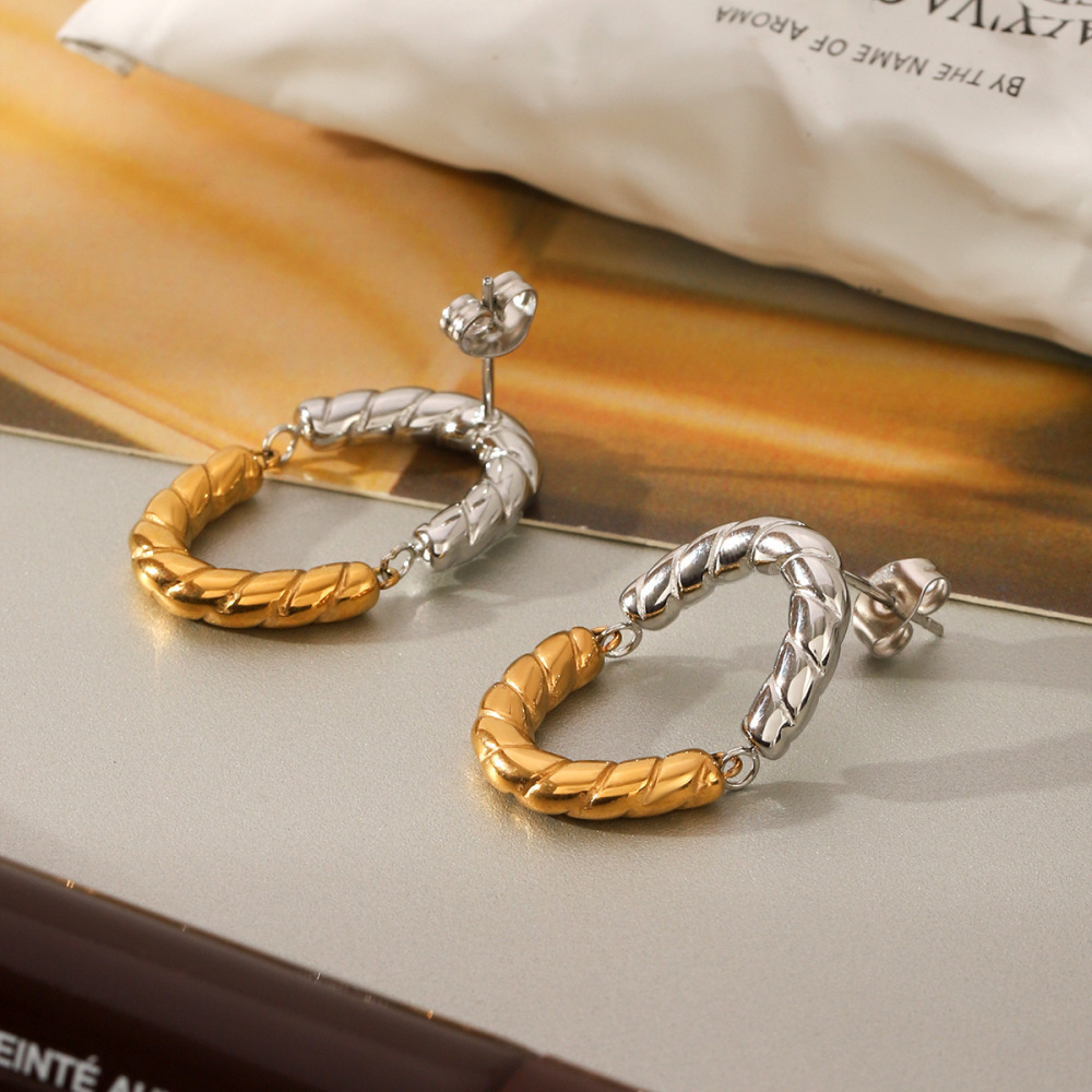 Boucles D'Oreilles Pendantes Rondes Pour Femmes, En Acier Inoxydable Étanche, De Couleurs Assorties Image3