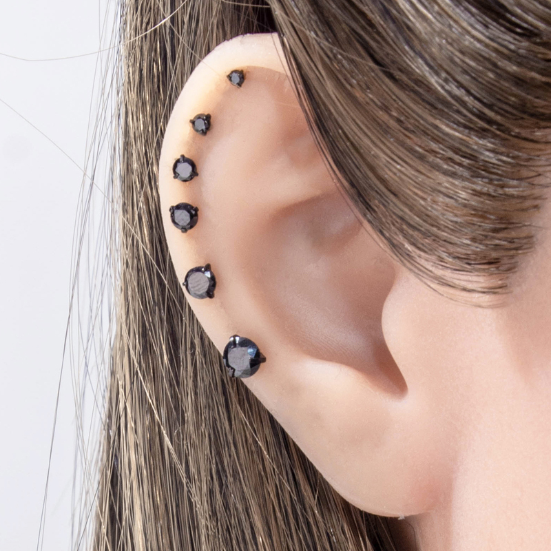 Boucles D'Oreilles Piercing Pour Femme, Luxueuses, Simples, Géométriques, En Acier Inoxydable, Étanches, Couleur Or, Avec Zircon. Image6