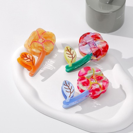 Pinces à cheveux pour femmes en acétate à motif floral romantique 2