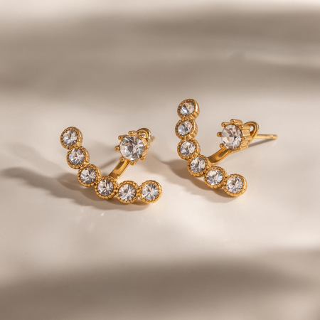 Boucles d'oreilles puces pour femmes, en acier inoxydable, étanches, couleur or, ornées de strass et de fleurs simples.