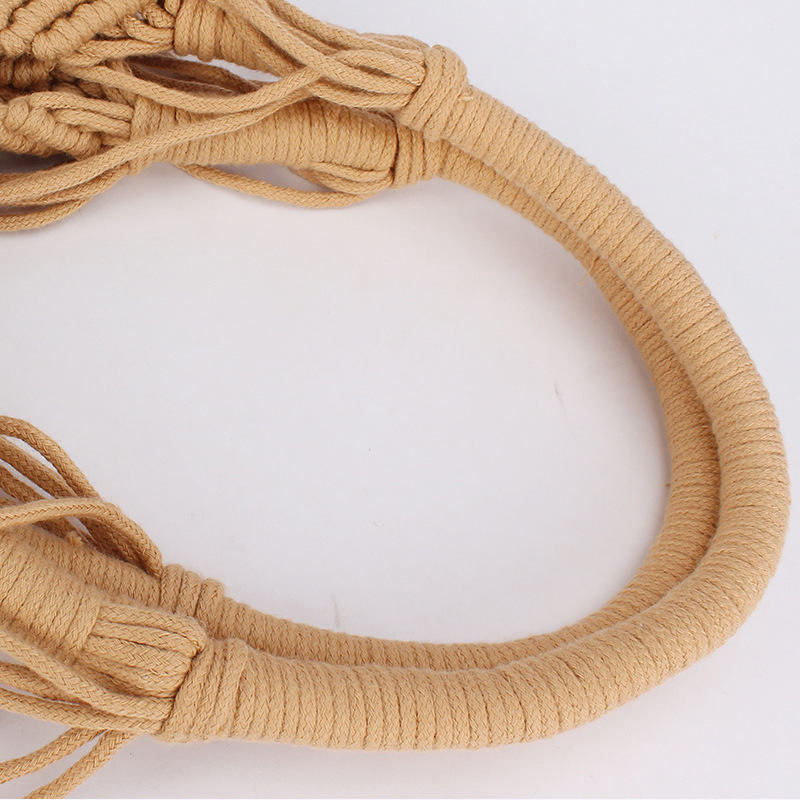 Sac De Plage Femme En Corde Tressée Ajourée, Couleur Unie, Style Vacances Image3
