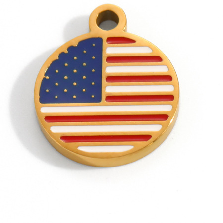 Pendentifs femme Simple Series Retro multicolores ronds en acier inoxydable étanche couleur or 2