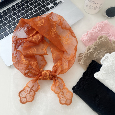 Bandana d'été chic en dentelle à feuilles pour femme