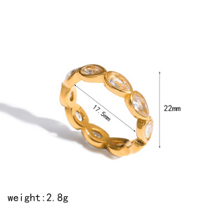 Bague Élégante En Acier Inoxydable Étanche Avec Pierre Précieuse Couleur Or, En Forme De Cœur h5
