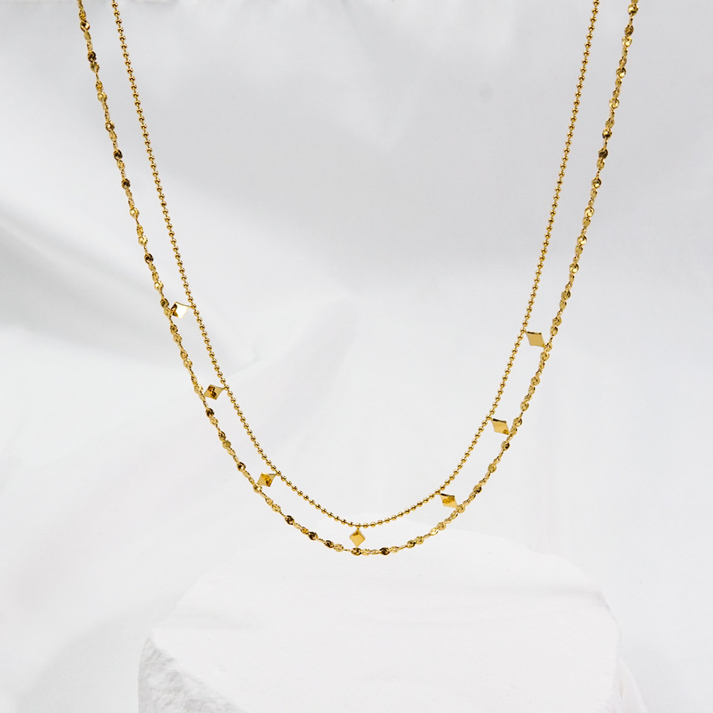 Collier Élégant Pour Femme, Chaîne Unie En Acier Inoxydable, Étanche, Couleur Or h5Image3