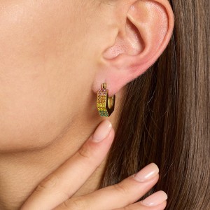 Boucles D'Oreilles Créoles Élégantes Et Luxueuses Pour Femmes, En Acier Inoxydable Doré, De Forme Géométrique Et Imperméables. h5 Image4