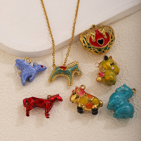 Pendentifs luxueux pour femmes, en acier inoxydable, couleur or, forme irrégulière, motif animal, à faire soi-même. 2