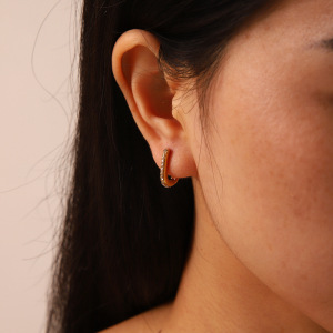 Boucles D'Oreilles Créoles De Luxe Daily Circle Pour Femmes, En Acier Inoxydable Étanche, Couleur Or h5 Image3