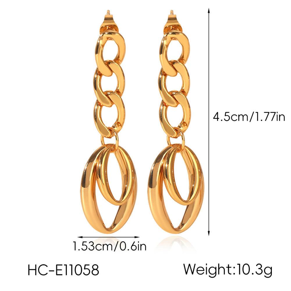 Boucles D'Oreilles Pendantes Pour Femmes Simple Series Daily Circle En Acier Inoxydable Étanche Couleur Or Image2