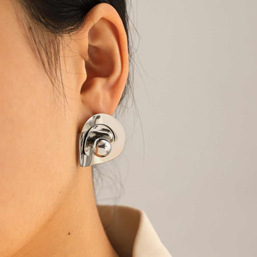 Boucles D'Oreilles Puces Pour Femmes En Acier Inoxydable, Imperméables, Couleur Or, Motif Floral Image4